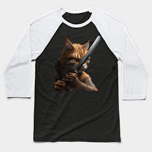 Cat Ninja Pursuit Clawed Prowess Baseball T-Shirt